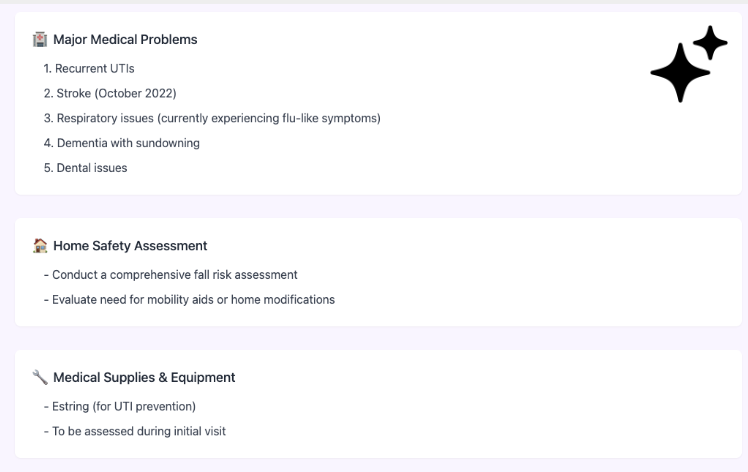 AI-generated patient care plan